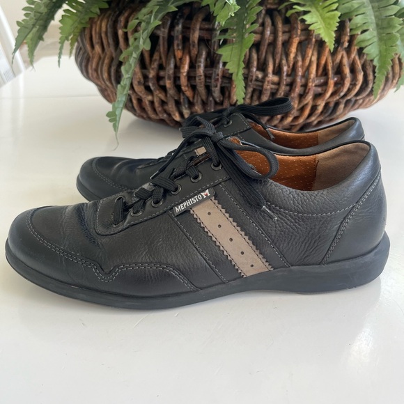 Mephisto Air Jet Black Pebbled Leather Mens 8.5 /07 1433 Walking Shoes EUC - Picture 4 of 16